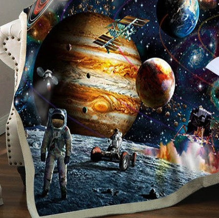 Sloth Outer Space Sherpa Fleece Deken – 150×200 cm | Mansion Vibe